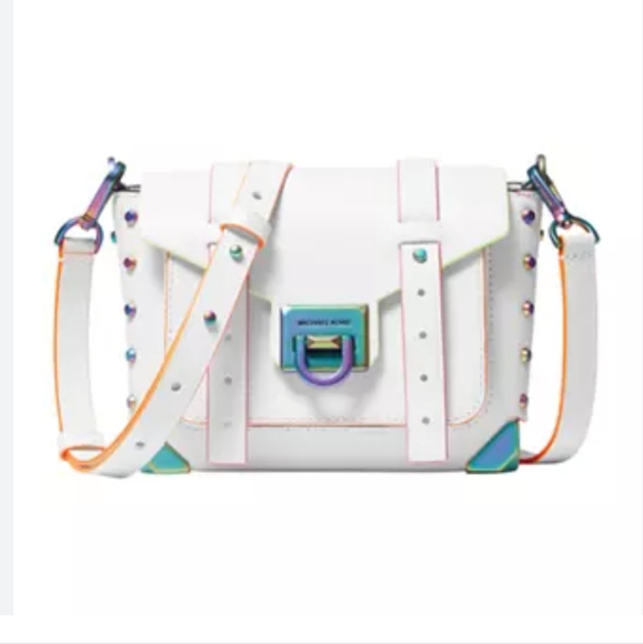 Michael Kors Medium Manhattan Crossbody Satchel in Optic White - Picture 3 of 4